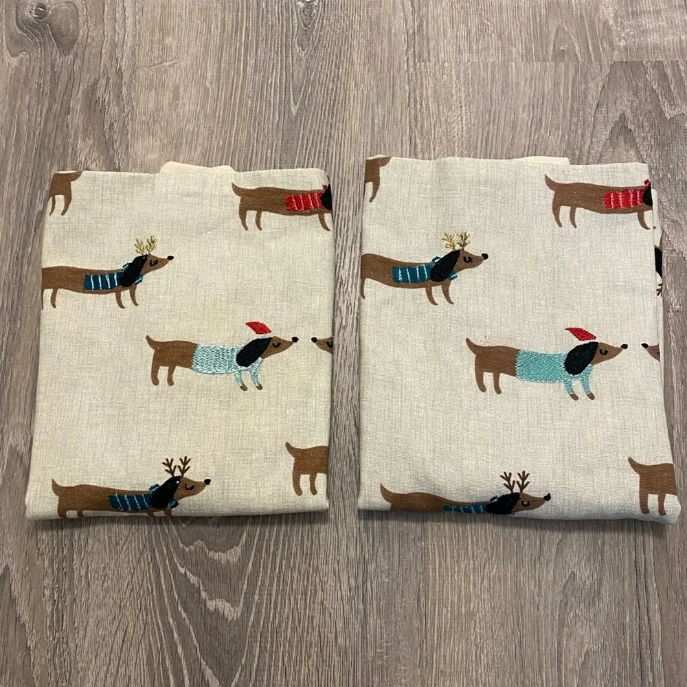 NEW West Elm Meri Meri Winter Dachshund Pillow Cover 20” Square- set of 2